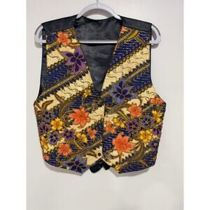 Vintage gorgeous Kenar bohemian floral beaded vest Large